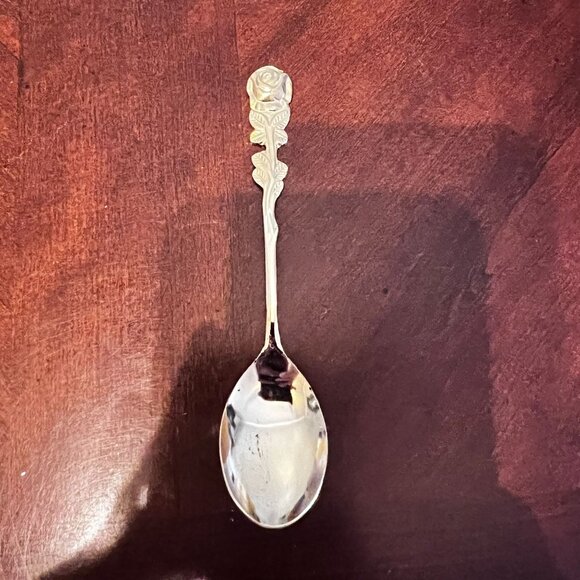 Vintage Gold Tone Rose Demitasse, Dessert, Coffee Spoons Made in Japan - Picture 2 of 4